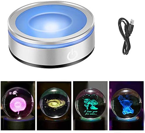 YWNYT LED svjetlosna baza, 6 boja LED zaslona za kristale staklene umjetnosti, pokažite stalak s osjetljivim dodirnim prekidačem za