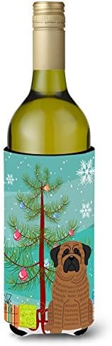 CoolCookware Sretan božićno drvce mastiff brindle vinska boca Beverge Izolator zagrljaj