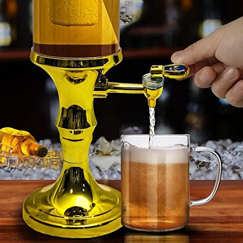 Dopaditelj piva s ledenom cijevi i LED svjetlom - 3,2 qt./3 l, margarita mimosa Tower Drink Dispenser s slavinom, zamrzavanje cijevi