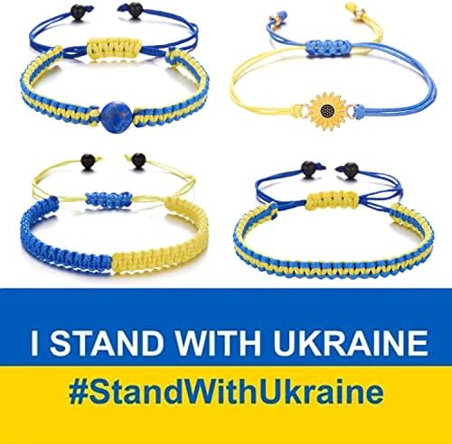 Narukvica s narukvicama, ručno izrađena narukvica sa zastavom Ukrajine, set narukvica s privjeskom od suncokreta, nakit iz Ukrajine