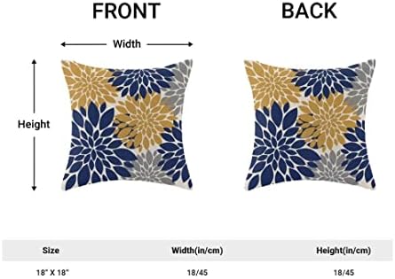 Aeioae mornarsko plava žuta jastučna jastuka jastuka za jastuke 18x18 inča od 2, ljetni cvjetni vanjski ukrasni jastuci za bacanje