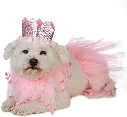 Neposredni pas za ogrlice za Valentinovo kućni ljubimci tutu čipkaste kostime s krunskim psima Valentinovo