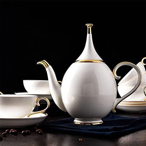 Ytyzc 15 pcs kosti Kina set kava s bijelim zlatom porculanski čaj set Advanced Pot Cup keramička šalica zdjela šećera vrhnje od čajnika