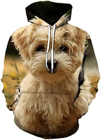 Unisex džepna kapuljača slatka psa 3d print slatka životinjska štenaca pulover cool kapuljača