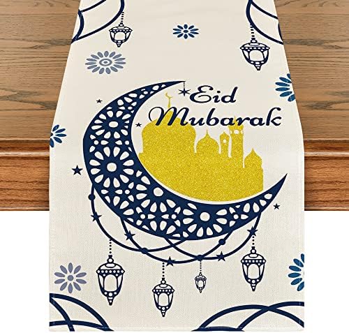 ARTOID Moon Star Star Gloden Ramadan Eid Mubarak trkač stol, sezonski ljetni odmor kuhinja ukras za blagovaonicu za kućnu zabavu 13