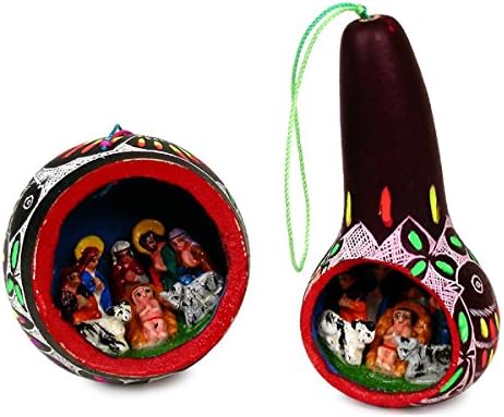 Veleprodaja tri scene za rođenje ručno isklesane višebojne ukrase drveća od tikvice Peru Božić 003697