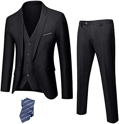Ynd muški vitki fit 3 komad odijela, jednoj gumbi čvrste jakne za prsluke set s kravatom