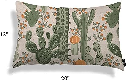 Ekobla zelena sočna kaktus ukrasni jastuk jastuk pokriva narančasto cvjetove tropske egzotične pustinjske biljke duguljasti pravokutni