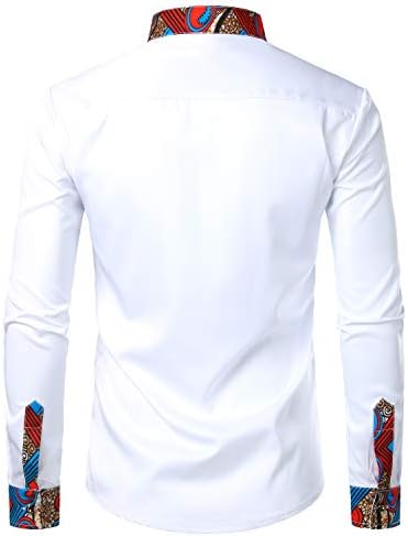 Zeroyaa muški hipster patchwork dizajn vitki fit gumb dugih rukava Up Mandarin ovratnik košulje