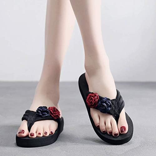 _ / Kožne sandale za žene; ženske cipele na klin s cvjetnim uzorkom za djevojčice; japanke u boemskom stilu; sandale s japankama; cipele