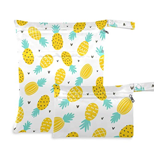 KEEPREAL Ananas i Hearts 2pcs vodootporna mozna vrećica Pelena Vlažna vrećice Veliki kapacitet za pranje za pranje mokrih kostima za