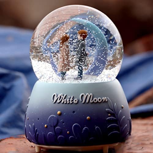 Liuzh kreativna svjetla u boji plutajuće snježne pahulje bijela mjesečina par staklena kristalna lopta glazbena kutija tanabata rođendanski