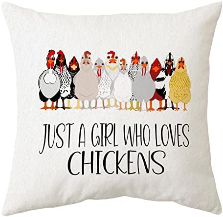 Sidhua Farmhouse Pileća tematska tematska jastučnica ukrasi za dom, samo djevojka koja voli kokoši bacaju jastuk za jastuk 18 ”x18”,