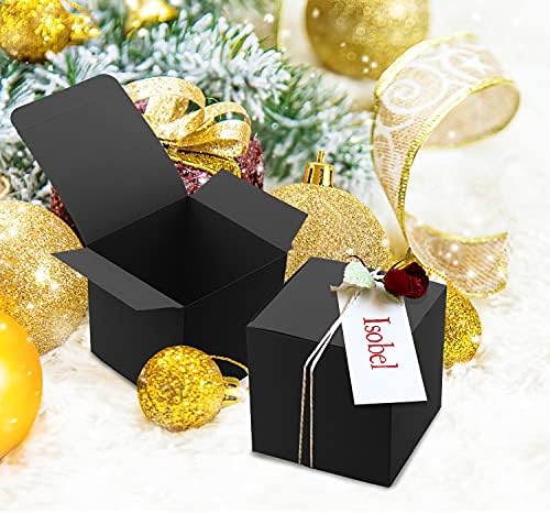 36 PCS Crna poklon kutija, 3.15x3.15x3.15 Male poklon kutije s poklopcima recikliranim kraft papirnatim kutijama za djeveruše kutije