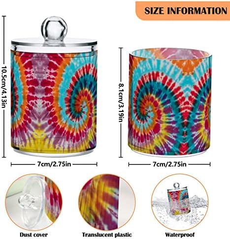 Yyzzh šarena kravata boja Swirl Spiralni uzorak dizajn 4 pakiranja Qtip držač za dozator za pamučni brisački kugli okrugli jastučići