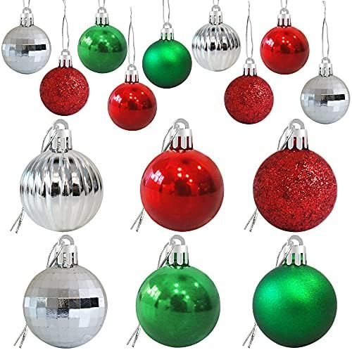 30CT crveni i zeleni božićni kuglični ukrasi za božićno drvce - 6 ukrasa u stilu ukrasa 2,4 razbijene božićne lopte - božićne deoracije