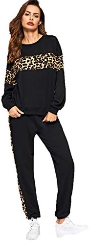Floerns ženska 2 -komadna odjeća leopard dukserice dugih rukava i hlače set