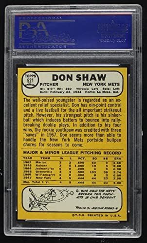 1968. Topps 521 Don Shaw New York Mets PSA PSA 8.00 Mets