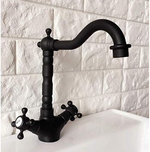 Crno ulje utrljano mesingano okretni izljev dvostruki križni ručke kuhinjskog bara kupaonica posuda za mikser za slavinu sudopera slavina