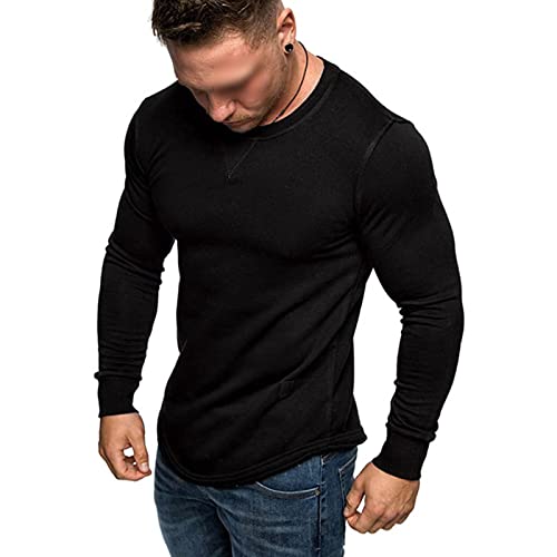Muški mišić s dugim rukavima ugrađena majica u teretani vježbanje atletskih rastezljivih košulja posada vrat trening bodybuilding trening