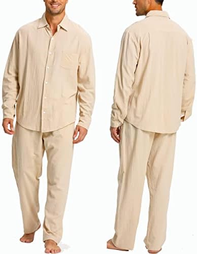 Yaogro muški posteljina sets Outfits: 3 komada košulje na plaži Down Majice casual labave hlače kratki rukavi za hodanje kratkih rukava