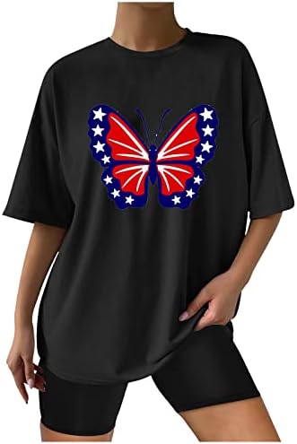Predimenzionirane majice za žene 2023 Ljetni modni vrhovi neovisnost Dan tiska majice ležerne labave majice s tunikom