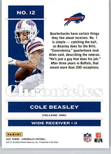 2021 Panini Chronicles 12 Cole Beasley Buffalo Bills NFL nogometna trgovačka karta