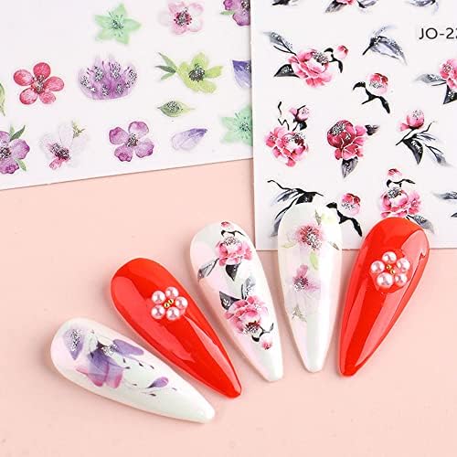3D cvjetne naljepnice za nokte za žene šareno cvjetovi sjajni naljepnice za nokte cvjetne naljepnice za nokte samoljepljive naljepnice
