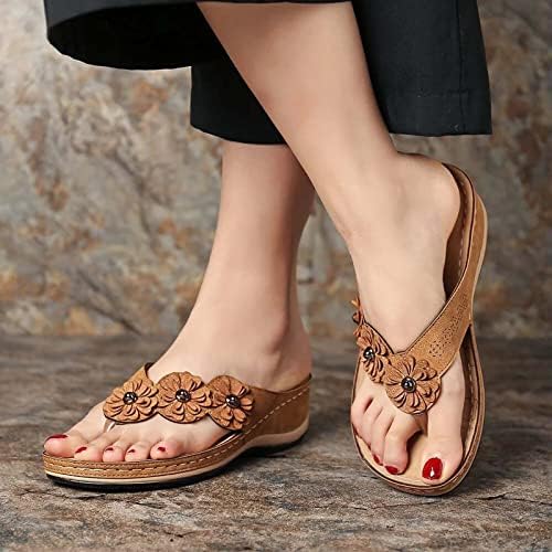 Papuče za žene modni cvjetni uzorak klinaste sandale ljetni luk podržavaju ortopedske tobogane sandale flip jastuka