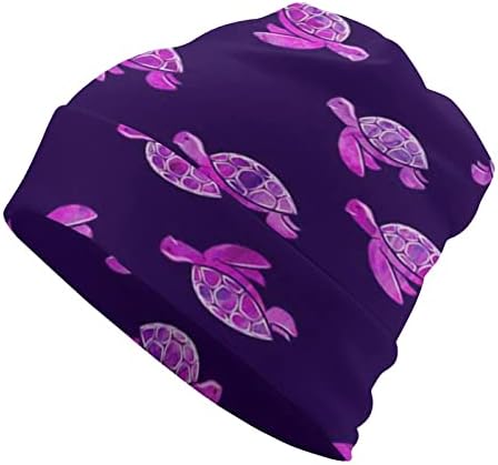 Baikutuan purple Beanie kape s printom morske kornjače za muškarce i žene s dizajnom lubanje