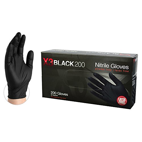 X3 industrijske crne nitrilne rukavice, kutija od 200, 3 mil, veličina x-velika, bez lateksa, bez praha, teksturirana, jednokratna,