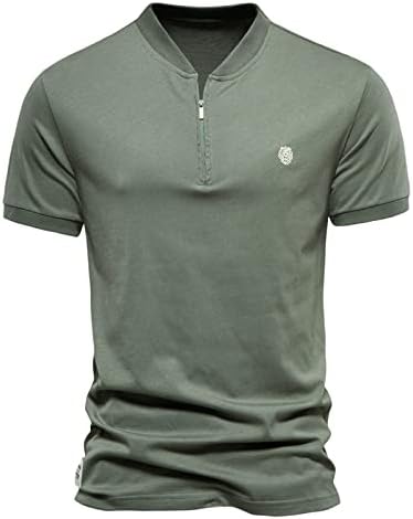 Ozmmyan muške golf košulje Kratki rukavi Henley košulje bez ovratnika atletske majice četvrtine Zip casual Slim Fit Basic Tops
