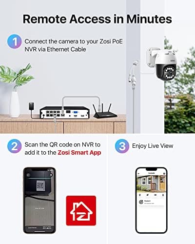 Zosi 4K Poe Sigurnosni sustav kamere s AI licem za otkrivanje vozila, 2 x 5MP Vanjski automatsko praćenje PTZ kamere s reflektorima