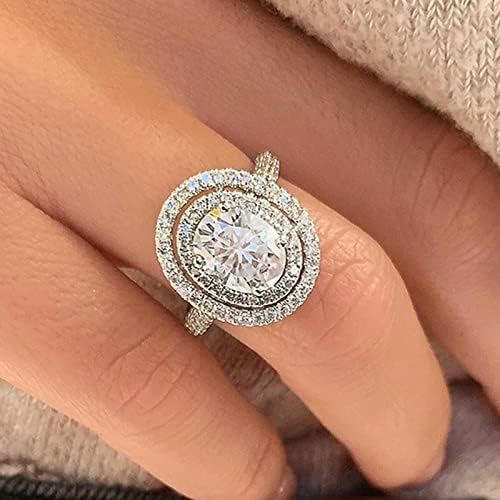 Žene zvone modno okrugli oblik Dijamantni prsten izrezan zaručnički prsten za zaručnički prsten za žene vjenčani prsten darovi obećavaju