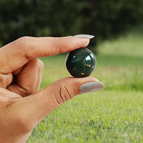 Aashita Creations Natural Bloodstone Mini sfera kugla, 30 mm džepna mini kristalna sfera kugla za reiki liječenje 25-30 gm cca, zelena