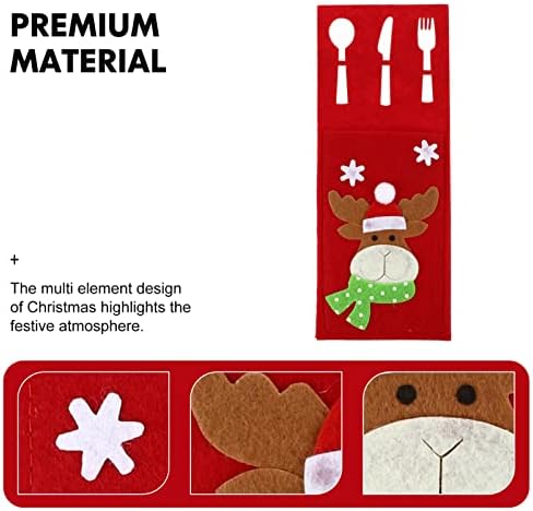 Dekoracija vjenčanog stola božićne torbe za pribor za jelo držači srebrnog posuđa: 4pcs noževi s crvenim Jelenom vilice žlice torba