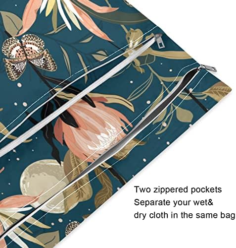 Kigai leptir cvjetovi vodootporna torba za pelenu za pranje pelena mokro suhe torbe s 2 džepa s patentnim zatvaračem za putovanja,