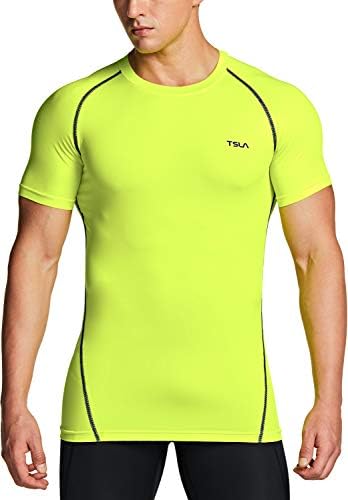 TSLA 1 ili 3 pakiranja muških UPF -a 50+ Brzi suhi košulje s kratkim rukavima, košulja za atletsku vježbu, vodeni osip s vodenim sportovima