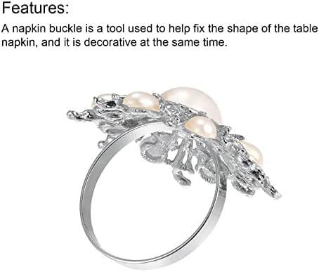 UxCell Metal Sapkin prstenovi set od 4, biserni suncokret salveti držač prstena za prsten za ukrasi za blagovaonicu za vjenčanje rođendanska