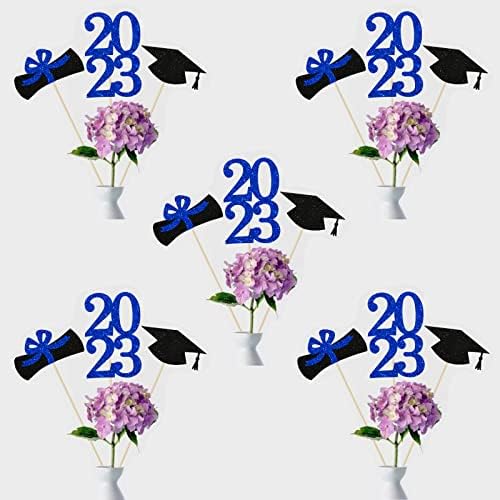 2023 Diplomirani zabavi za stolove 2023 Plavi sjajni stolovi za diplomiranje središnji cijevi štapići, klasa od 2023 Toppers za tablice
