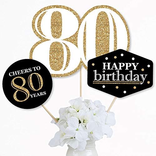 Odrasli 80. rođendan - Zlato - Rođendanske zabave u središnjem dijelu - Toppers stol - set od 15