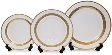 Royalty porculan Queen 20-komadića set za bijelo i zlatno pribor za večeru, 24K zlatni fini porculan, usluga za 4