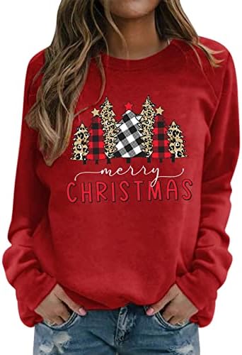 Tunika za žene božićni print Twimshirt okrugli vrat Fit pulover vrhovi ležerni dugački patentni patentni zatvarač žene žene