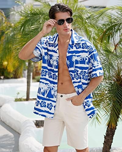 APTRO muška havajska košulja 4 puta rastezljiva ležerna gumba niz ljetne košulje na plaži