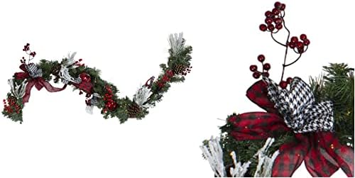 6 'x 12 Plaid Bows Berry Umjetni božićni vijenac - CC