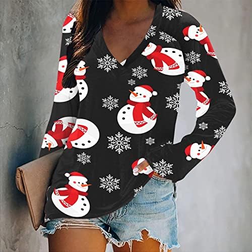 Preotkrivene božićne košulje pada moda 2022 kawaii paisley majica snježne pahulje majica monterna V vrat odmor tunika vrhovi