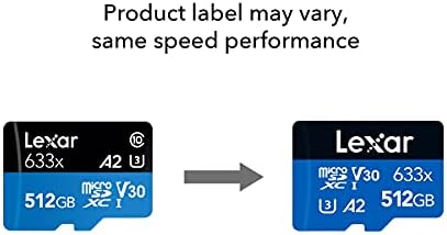 Inteligentno kartica Lexar microSDXC UHS-I 633x 512 GB sa adapterom na SD, C10, U3, V30, A2, Full HD video i 4K, brzina čitanja do