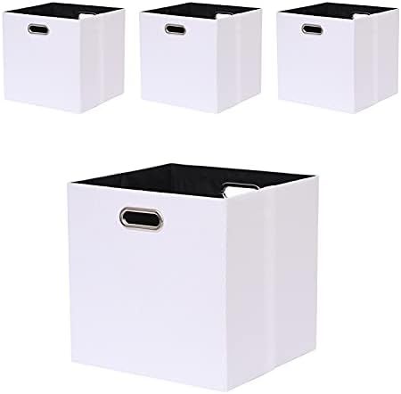 FBOXAC kante za skladištenje kocka 13 × 13 SAVEESTLO SAVJETLJIVANJE SA ručkama, sklopljivi organizacijski košaricu set od 4 ladice