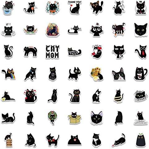Naljepnice za mačke 100kom, naljepnice za kavu, Set naljepnica za crne mačke, smiješne naljepnice za odrasle, vodootporne i vinilne