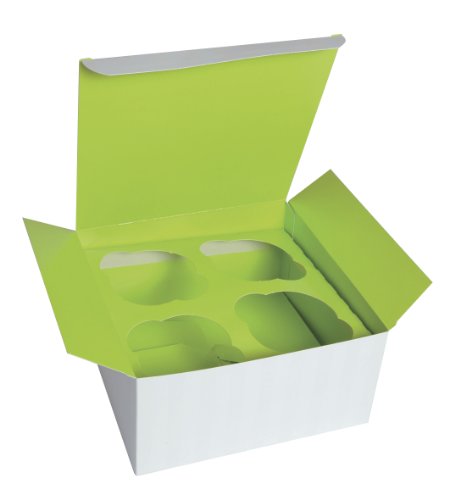 Papirna kutija za kolače od 4 komada sa zelenim umetkom, duljina 6,7 inča širina 6,7 inča visina 3,35 inča